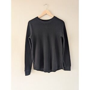 Eddie Bauer Women's Waffle Long Sleeve Crew Neck Lounge Top Black - Women's TM